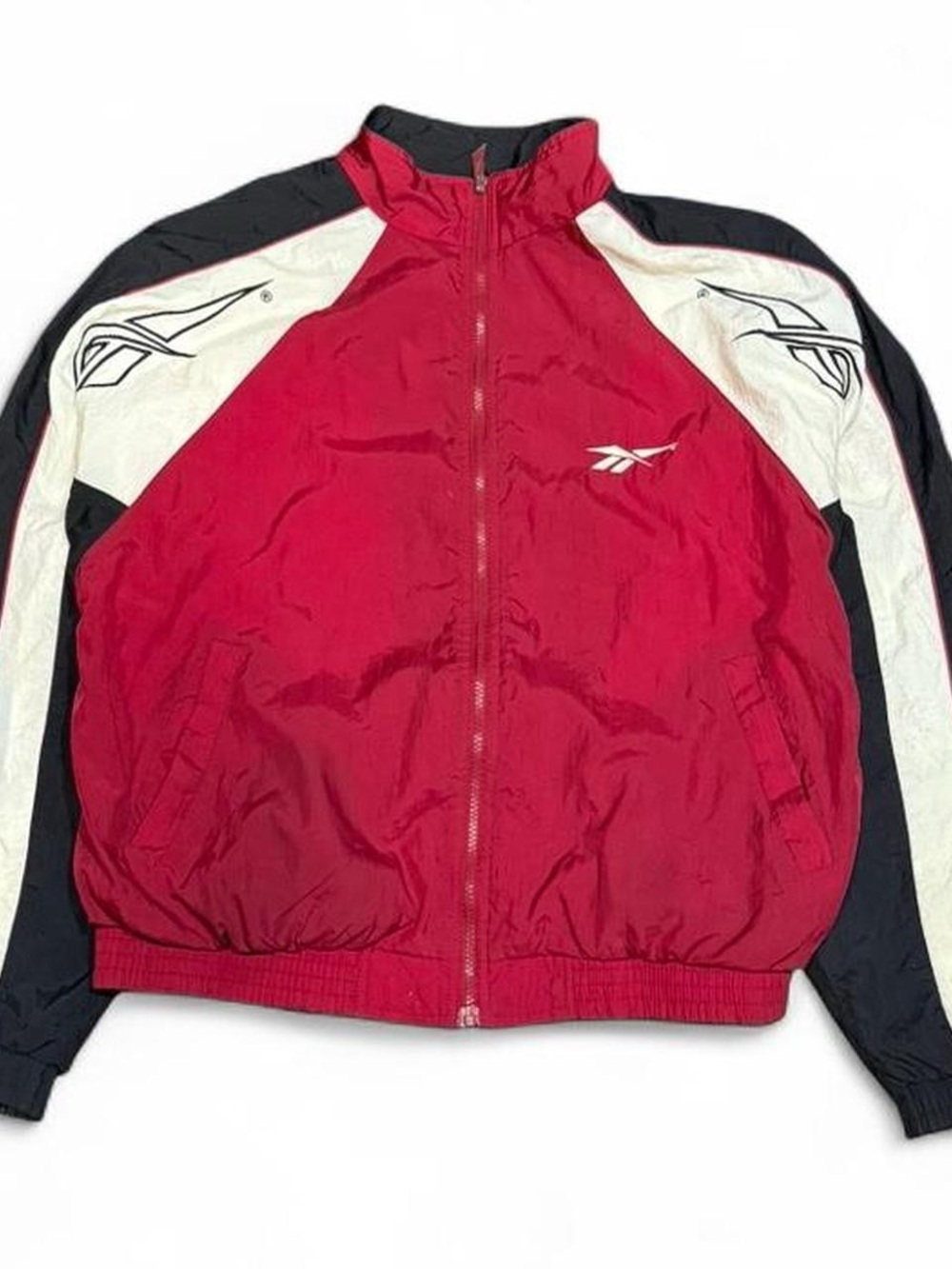 Vintage Reebok Striped Logo Windbreaker Y2K Jacket
